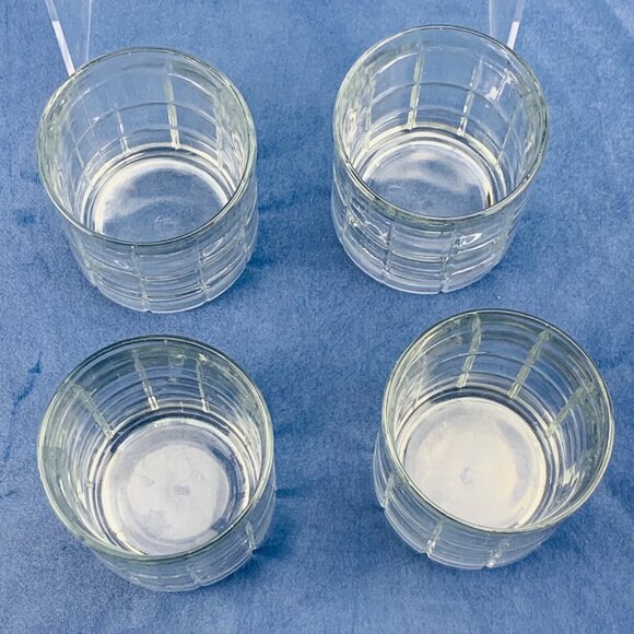 Anchor Hocking Clear MANCHESTER TARTAN Old Fashion Lowball Rock Glasses Set 4 - Picture 4 of 9